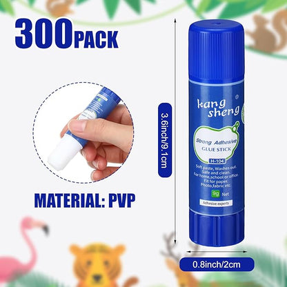 Qilery 300 Pcs White Glue Stick Bulk Washable Glue Sticks for Crafts 0.3 oz Adhesive Paper Scrapbook Glue for School Supplies Office Home Art Crafts