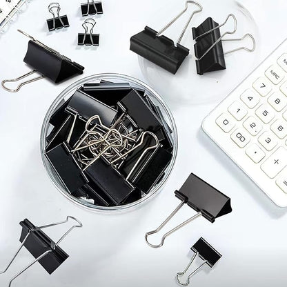 208 Pack Binder Clips Paper Clamps Assorted Size (Black) with Box, Jumbo, Large, Medium, Small, Mini and Micro,6 Sizes for Office, School and Home