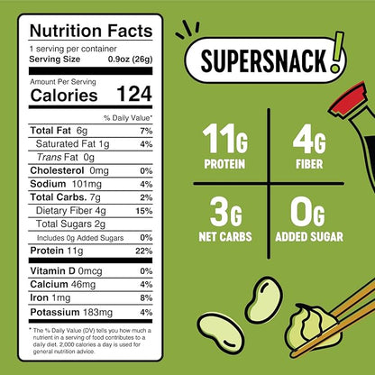 The Only Bean Crunchy Roasted Edamame Snacks (Wasabi Soy Sauce), Healthy High Protein Snacks, Low Carb, Keto Friendly, Gluten Free, Vegan, Lunch, Office, Adults and Kids, 0.9 Ounce (Pack of 10)