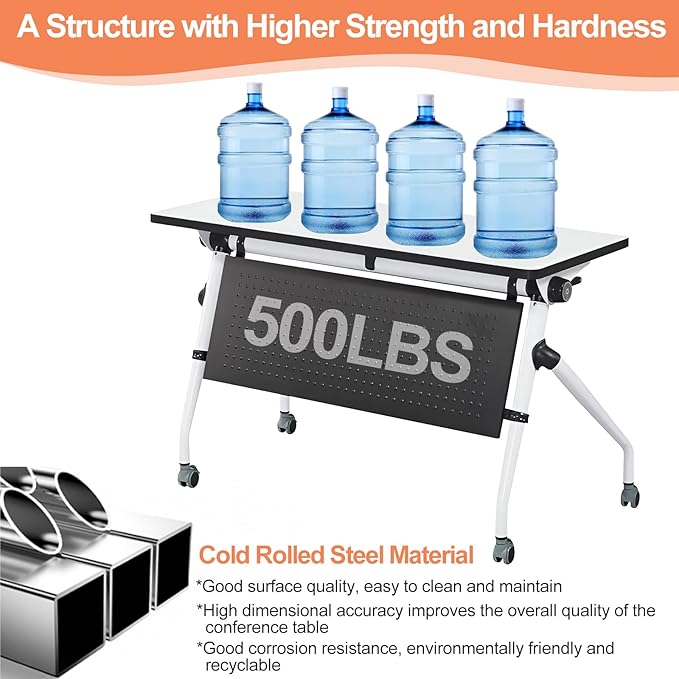 Conference Room Table, Folding Conference Table with Flip-Top Design, Mobile Seminars Dynamic Meetings Training Tables for Offices, Classrooms, and Meeting Room (8, 1908, 70.8)