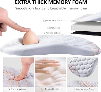 Mouse Pad Wrist Support, Laokiiy 2 in1 Keyboard Wrist Rest+ Ergonomic Mouse Pad, Non-Slip Wrist Rest for Computer Keyboard, Made Easy Typing & Relieve Wrist Pain(White)