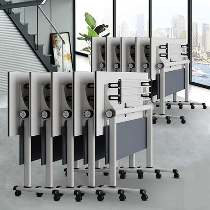 Conference Table Folding Conference Room Tables, Modern Mobile Meeting Training Table with Silent Wheels, Foldable Seminar Table for Offices, Classrooms, Libraries (10, Grey, 61in)