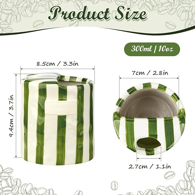 Novelty Ceramic Coffee Mug Designed to Look Like a Gift Box, 10oz Retro Hand-Painted Ceramic Travel Mug, Green & White Striped Design, Microwave & Dishwasher Safe, Perfect Present for Coffee Lovers