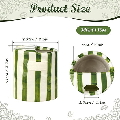 Novelty Ceramic Coffee Mug Designed to Look Like a Gift Box, 10oz Retro Hand-Painted Ceramic Travel Mug, Green & White Striped Design, Microwave & Dishwasher Safe, Perfect Present for Coffee Lovers