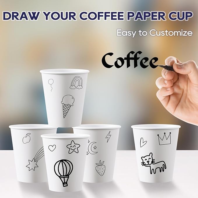 LITOPAK 1000 Count Coffee Cups 8 oz, Bulk Paper Cups 8 oz, Hot Beverage Drinking Cups for Office, Home, Party, and Events