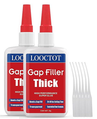 60g(2.12 oz) Gap Filler Thick Super Glue Premium Adhesive,CA Glue for Woodworking, Woodturning, Hobby Models, Glass, Plastic, Rubber, Metal.Quick-Dry Waterproof Clear