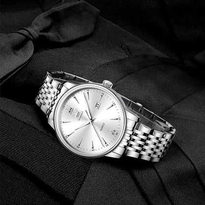 OLEVS Mens Watch Stainless Steel Analog Quartz Watches for Men Day Date Easy Read Diamond Waterproof Dress Luxury Classic Casual Big Face Blue/Black/Gold/Silver Roman Arabic Numerals Men's Wrist Watch