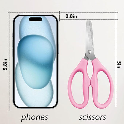 Pink Scissors for School Multipurpose Stylish: 5 inch - Comfort Grip - Stainless Steel - Scissors with Home - Office - for Cutting Paper - Open Envelopes - Cut Tape
