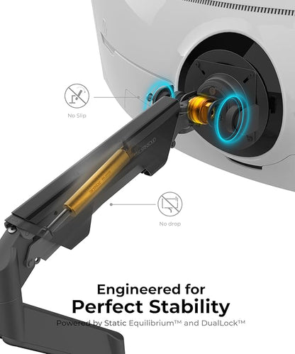 Heavy Duty Monitor Arm Desk Mount for 34-49 Inch Ultrawide Curved Monitors, Supports 14-38 lbs, Gas Spring Ergonomic Full Motion with Cable Management, Red Dot Design Awarded, Black