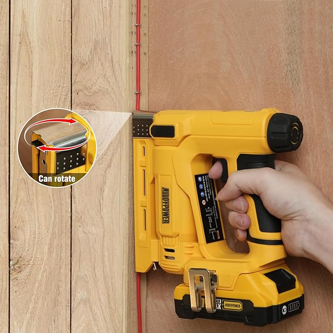ALLOYPOWER 3/8''Crown Stapler, 18 Gauge 2 in 1 Cordless Brad Nailer/Electric Stapler with 2.0AH Battery & Charger, Nail Gun Battery Powered with 2,000PCS Staples and Nails for Upholstery & Family DIY