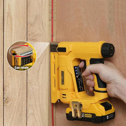 ALLOYPOWER 3/8''Crown Stapler, 18 Gauge 2 in 1 Cordless Brad Nailer/Electric Stapler with 2.0AH Battery & Charger, Nail Gun Battery Powered with 2,000PCS Staples and Nails for Upholstery & Family DIY