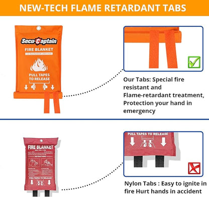 SecuCaptain Emergency Fire Blanket for Home and Kitchen - 40"x40" Flame Suppression Fiberglass Fire Blankets for House Camping Car Office Warehouse Survival Safety