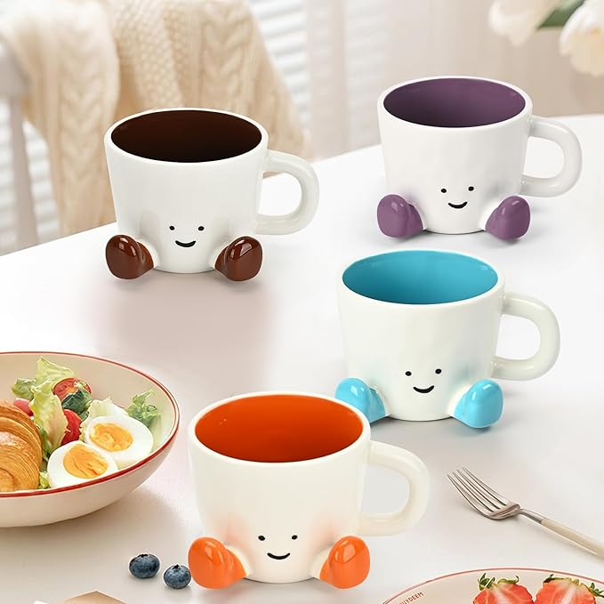 Coffee Mugs,Cute funny Mug For Women, 380ml Unique Ceramic Coffee Tea Cups, Office Mug Gift (pink)