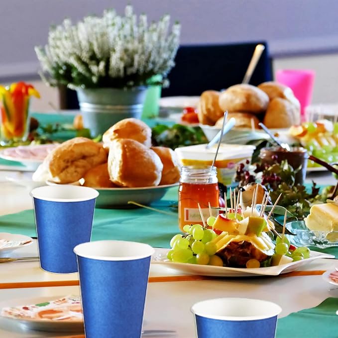 Disposable Paper Cups, 60pcs Blue Paper Cups For DIY Wedding Party Picnic BBQ Travel and Event 8OZ (Navy blue)