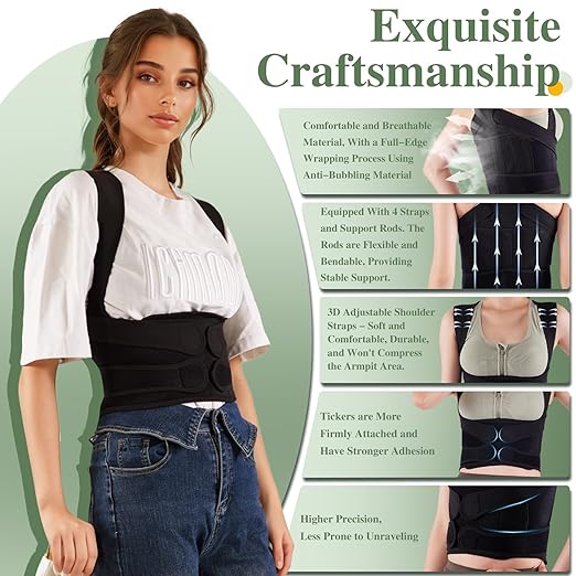 Back Brace & Posture Corrector for Men - Enhanced Shoulder Support, Adjustable Design - Relieves Upper & Lower Back Pain, Corrects Hunchback - Comprehensive Back Support for Better Posture L