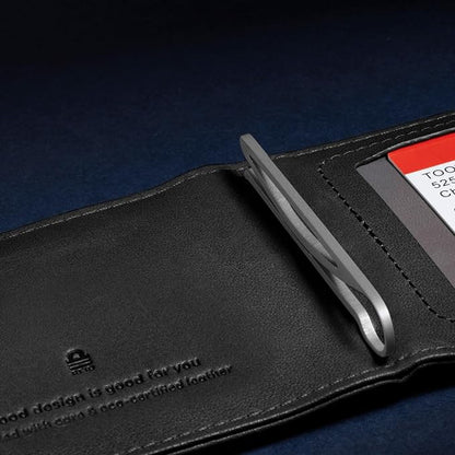 Distil Union Wally Bifold 5.0 Premium RFID Wallet with Titanium Money Clip - Slim Bifold Wallet for Men, Full Grain Leather, Minimalist RFID Card Holder - Holds 14 Cards & 30 Bills - Black