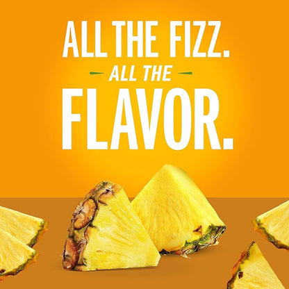 IZZE Sparkling Water Juice Beverage Blend, Pineapple, No Sugar Added, 8.4 FL OZ, 24 Cans