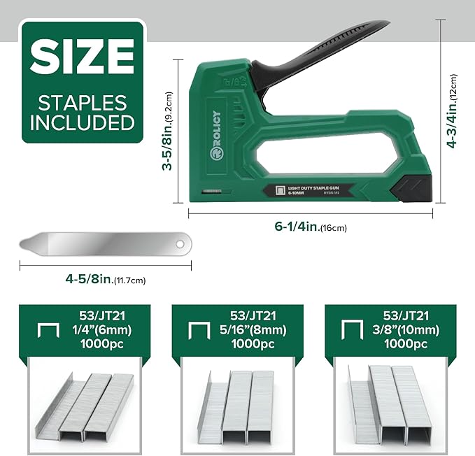 Light Duty Staple Gun for Wood, Upholstery Staple Gun with 3000pcs JT21 Staples 1/4, 5/16, 3/8 inch and Staple Remover for Crafts, Material Repair, Decoration, Furniture, DIY Use (4 Pack)