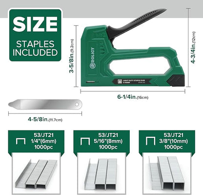 Light Duty Staple Gun for Wood, Upholstery Staple Gun with 3000pcs JT21 Staples 1/4, 5/16, 3/8 inch and Staple Remover for Crafts, Material Repair, Decoration, Furniture, DIY Use (2 Pack)