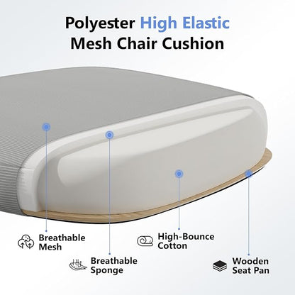 Computer Desk Chair, Ergonomic Office Chair M903 with Wheels, High Back Mesh Office Chair with Adjustable Lumbar Support, Headrest, Flip-Up Armrests, All-Grey