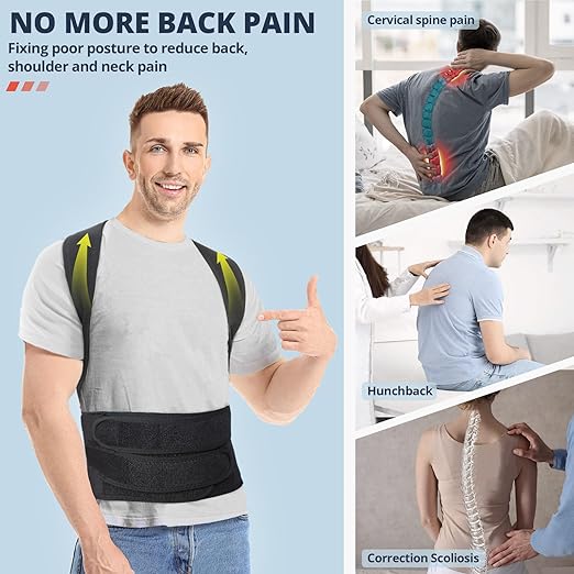 Fitsupport Back Brace Posture Corrector for Women and Men Back Lumbar Support Shoulder Posture Support for Improve Posture Provide and Back Pain Relief Small(Pack of 1)