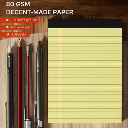 5x8 Note Pads, Small Legal Pads 5x8 Yellow, College Ruled, Small Writing Pads, 4 Pack, 5 x 8 Note Pads, Premium Thick Yellow Paper Note Pads 5x7, 30 Sheets per 5x8 Legal Pad, Lined Writing Note Pad