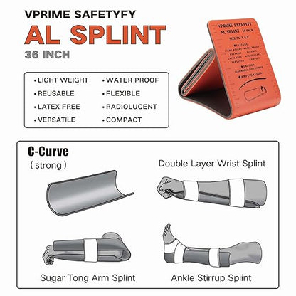 First Aid Splint 36" X 4.3" Orange -Waterproof First Aid Medical Tactical Field Splint For Bone Fracture Treatment (4 Pack Bundle)