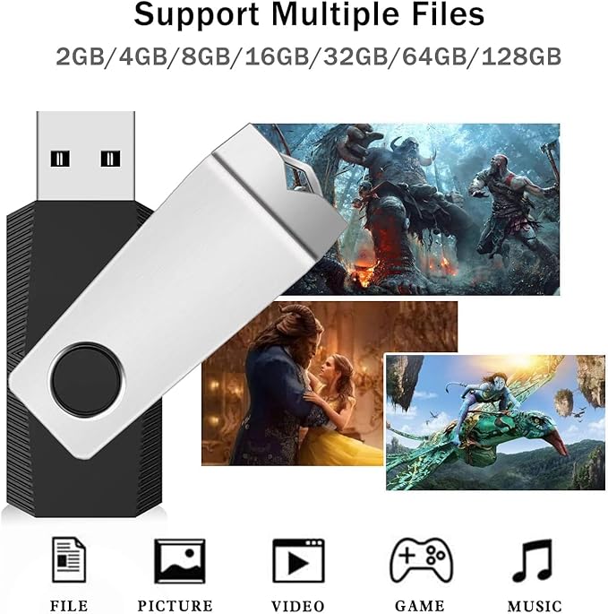USB Flash Drive 8GB 5 Pack, Wooolken USB 2.0 Memory Stick with Lanyards Swivel Thumb Drives for Data Storage and Backup (5 Mixed Colors: Black Red Blue Orange Green)