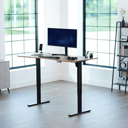VIVO Electric 63 x 32 in Standing Desk, Memory Height Adjustment, 1B Series, Reclaimed Wood Top Black Frame, DESK-KIT-1B1P
