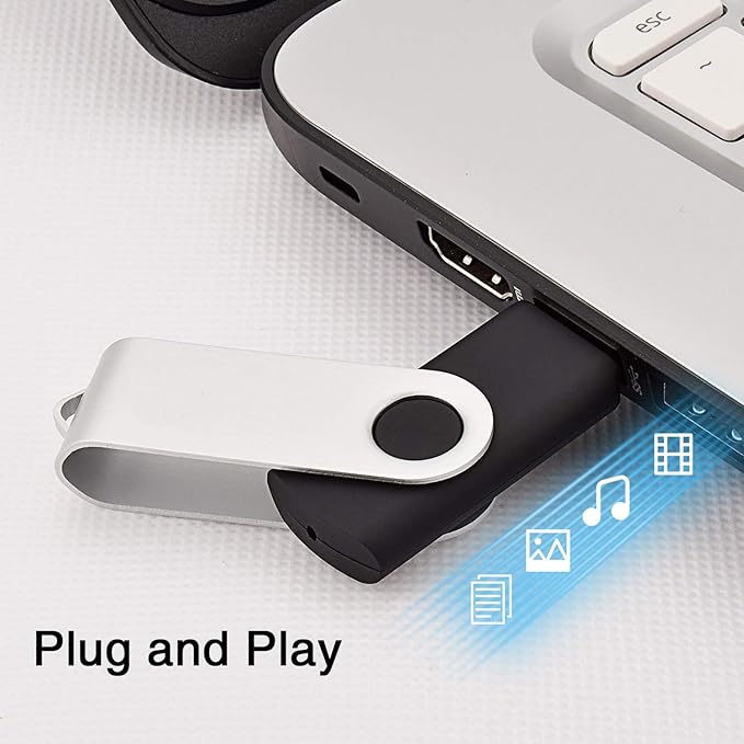 KOOTION 100 Pack 2GB Flash Drive Bulk USB 2.0 Thumb Drive Wholesale Flash Drives Swivel Memory Stick Jump Drive (Black, 100 Pcs 2GB Without Logo)