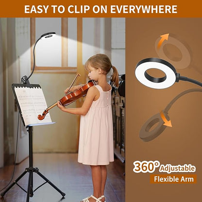 iZELL Desk Lamp, LED Reading Light with Clamp, 3 Color Modes & 10 Brightness Flexible Arm Book Light for Kids Reading Book in Bed at Night Clip on Table, Computer, Zoom Meetings - 27.6‘’ Black