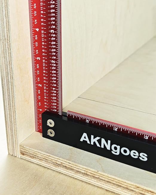 Precision Woodworking Square Ruler for Measuring and Marking, Square Ruler with Support Lip, Self Standing for Quick Measurement, Framing Tool for Professional Carpentry Use- 4 Inch