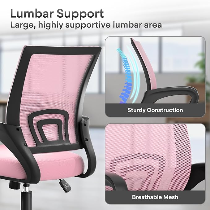 Athena Collection Office Chair - 330Lbs, 2 Packs Breathable Mesh Desk Chair Thickness Cushion with Lumbar Support & Armrest, Rolling Swivel Adjustable Tilt Lock for Home Office/Gaming, Bedroom Study