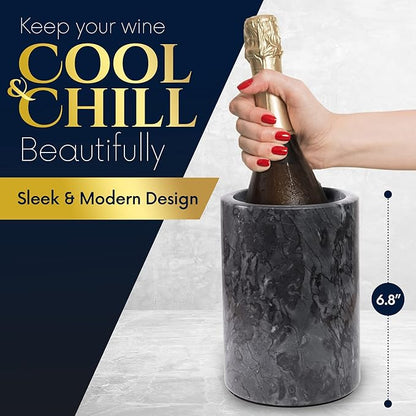 Homeries Marble Wine Chiller Bucket - Wine & Champagne Cooler for Parties, Dinner – Keep Wine & Beverages Cold, Wine Chillers for Bottles – Holds Any 750ml Bottle (Gray)