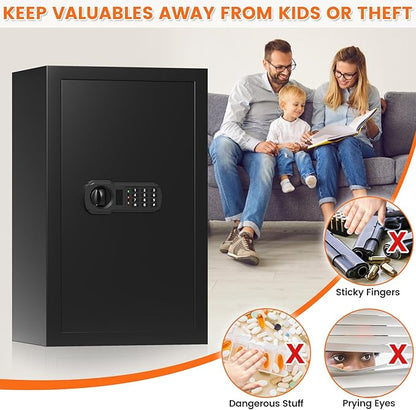 27.56'' Tall Fireproof Safe Box, 6.1 Cuft Home Safety Box with Fireproof Waterproof Bag, Anti-Theft Security Document Safe with Combination Lock & Removable Shelf, Large Safes for Home Cash Medicine