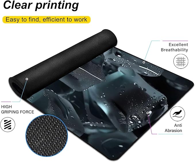 Mouse Pad Gaming Mousepad 31.5x11.8 Inch - 3mm Durable Fabric with Non-Slip Base, Waterproof Surface & Reinforced Edges for Gamers, Work Desks and Streaming Setups (ice Chunk)