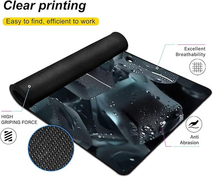 Mouse Pad Gaming Mousepad 31.5x11.8 Inch - 3mm Durable Fabric with Non-Slip Base, Waterproof Surface & Reinforced Edges for Gamers, Work Desks and Streaming Setups (ice Chunk)