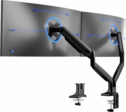 VIVO Premium Aluminum Heavy Duty Dual Monitor Arm for Ultrawide Monitors up to 40 inches and 24 lbs Each, Desk Mount Stand, Pneumatic Height, Max VESA 100x100, Black, STAND-V202Q