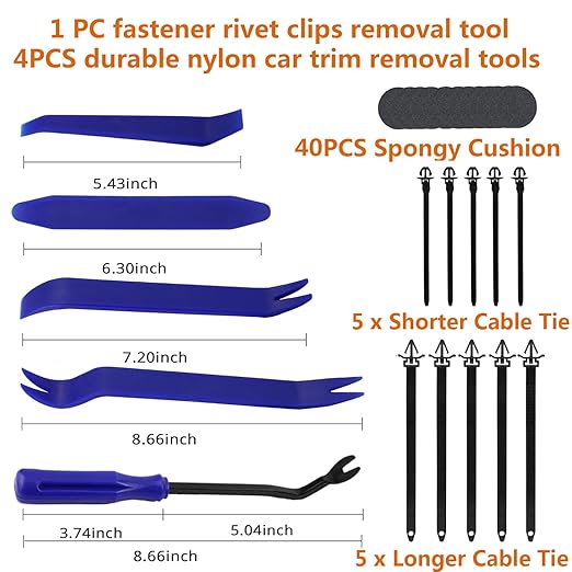 Car Push Retainer Clips 855PCS Auto Fasteners Assortment-24 Most Popular Sizes Nylon Bumper Fender Rivets with 10 Cable Ties and Blue Fastener Remover for Ford GM Toyota Honda Chrysler Benz Nissan