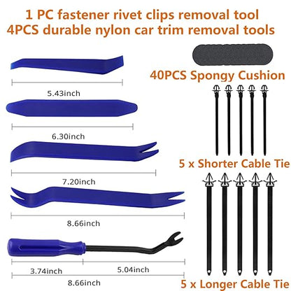 Car Push Retainer Clips 855PCS Auto Fasteners Assortment-24 Most Popular Sizes Nylon Bumper Fender Rivets with 10 Cable Ties and Blue Fastener Remover for Ford GM Toyota Honda Chrysler Benz Nissan