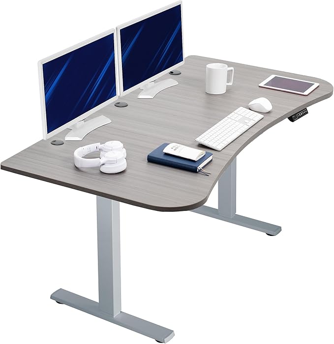 VIVO Electric 63 x 32 in Standing Desk, Memory Height Adjustment, 1B Series, Dark Gray Top Gray Frame, DESK-KIT-1G1G