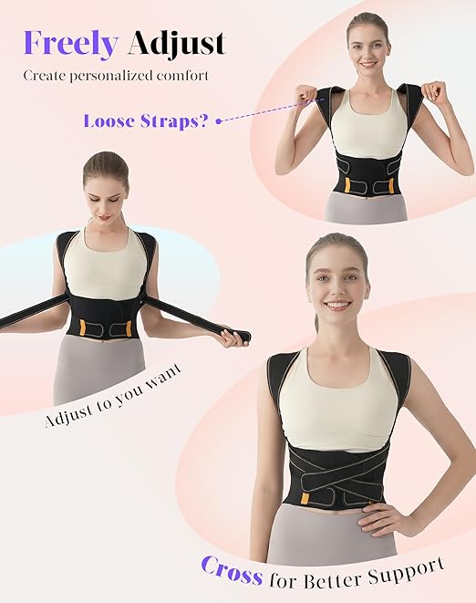 Posture Corrector for Women and Men, 5 Full Back Support Brace Rods, FSA&HSA Eligible, Adjustable Shoulder Straightener, Improving Hunchback Posture, Upper and Lower Back, Neck Pain Relief, Large