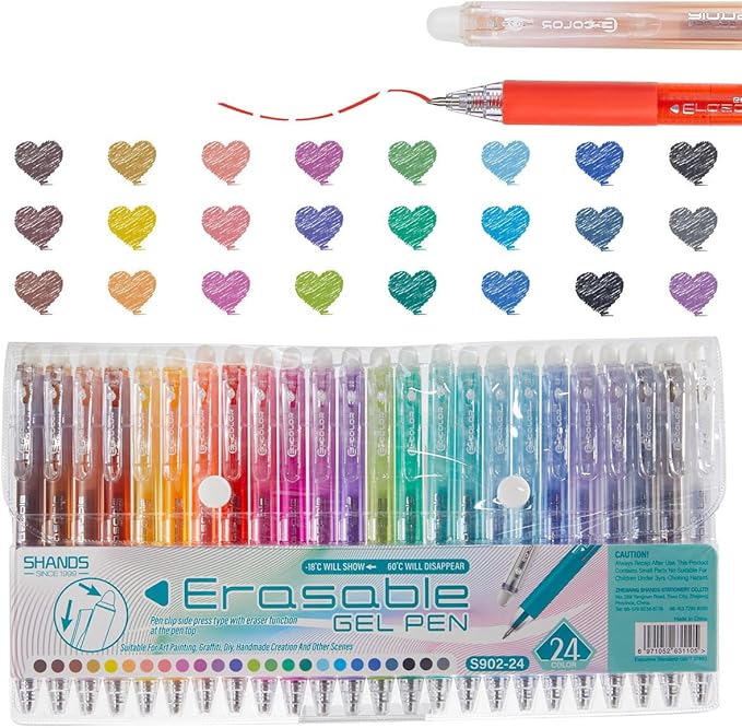 Retractable Erasable Gel Pens Clicker,Fine Point 0.7mm Smooth Writing Pens,Cute Pens For Writing Journaling Taking Notes School Office Home. (24 Colors)