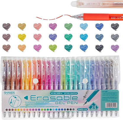 Retractable Erasable Gel Pens Clicker,Fine Point 0.7mm Smooth Writing Pens,Cute Pens For Writing Journaling Taking Notes School Office Home. (24 Colors)