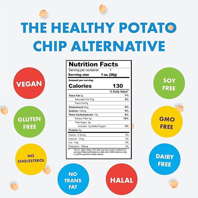 Snack Festive Gourmet Cream Pack Roasted Chickpea Snacks, 8 Bags 1 oz Crunchy Protein Garbanzo Beans, Healthy Nut Free Vegan Non-GMO Soy-Free Balanced Macro