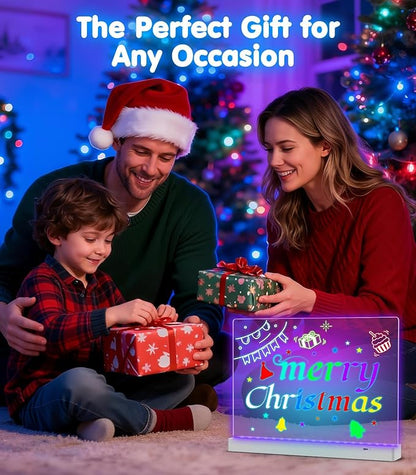 MoKo Led Drawing Message Note Board Rechargeable, 7 Color Light & 3 Modes, 16.9'' Art Dry Erase Lumiboard for Kids with Removable Stand,12 Markers & 2 Tracing Book, Festival Gifts for Boys/Girls