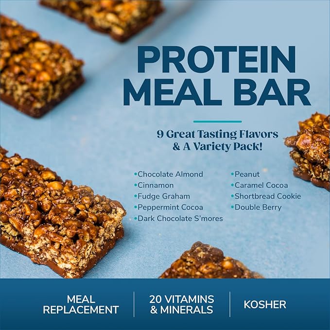 WonderSlim Meal Replacement Protein Bar, Dark Chocolate S'mores, 15g Protein, 20 Vitamins & Minerals (7ct)