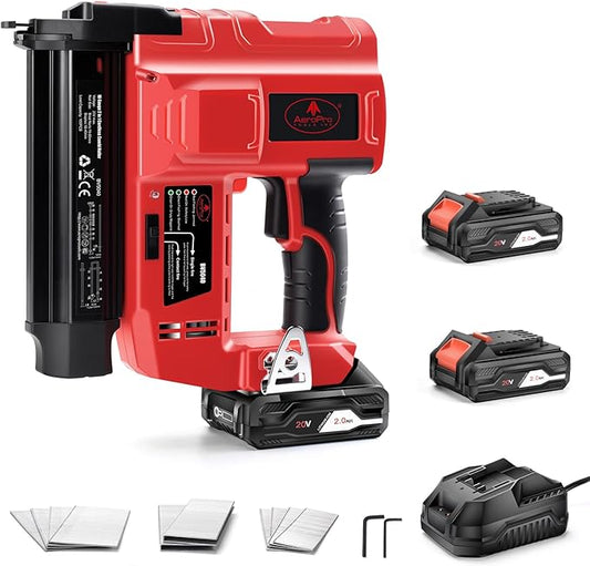 AEROPRO Tools 18 Gauge Nail Gun Battery Powered, 2 in 1 Cordless Brad Nailer/Staple Gun with 2 * 2.0Ah Li-ion Batteries, Charger and 1000 Nails for Woodworking & DIY