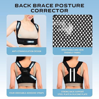 Posture Corrector Back Brace for Women and Men, Adjustable Lightweight Upper Braces Posture Corrector, Shoulder Pain Relief Under Clothes SIZE M