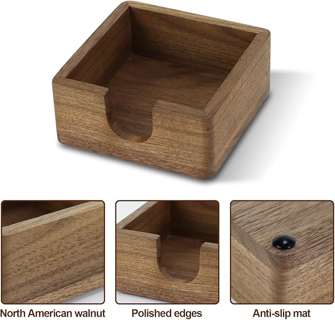 MultiBey Walnut Wood Sticky Note Holder, North American Walnut Post it Not Dispenser Self Stick Notepad Holder Desk Supplies Organizer for Office School Home, Gift